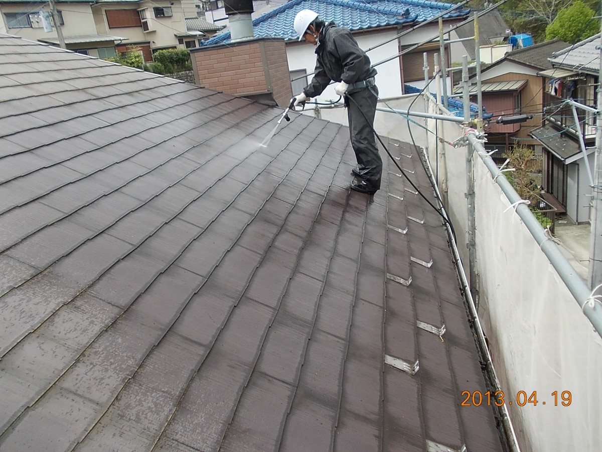 20130507Ｕ様邸⑧屋根高水圧洗浄