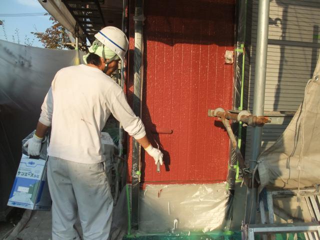2014.11.28N様邸⑥外壁上塗り施工中