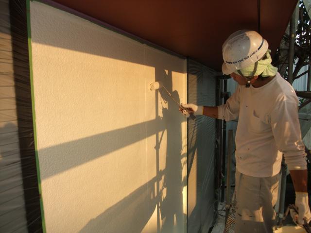 2014.11.28N様邸⑱アクセント外壁上塗り施工中